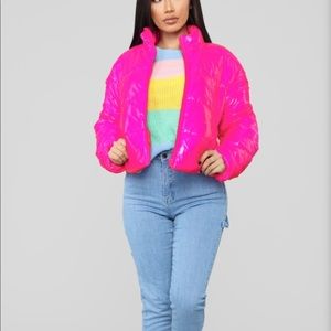 Bubble coat/ hot pink